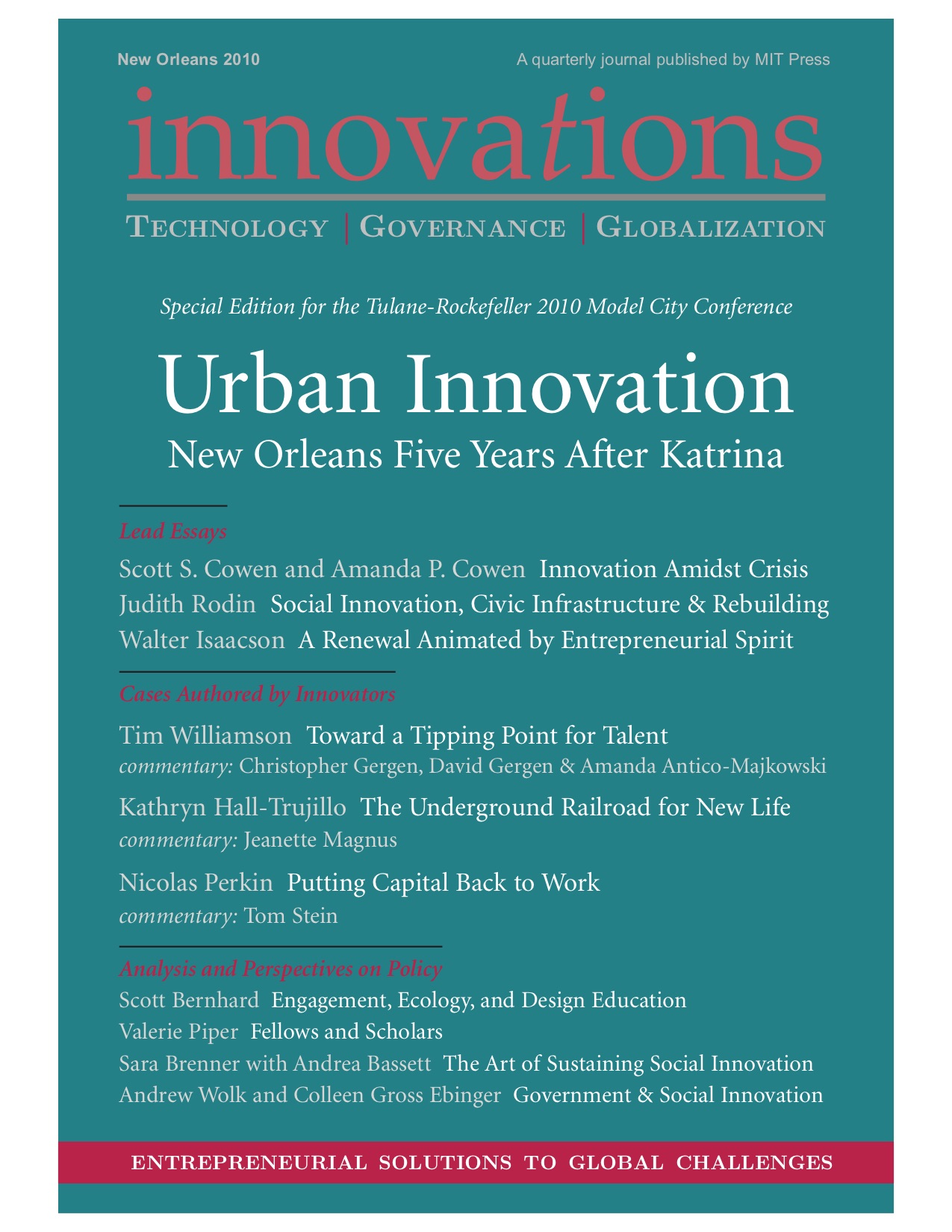 Urban Innovation: New Orleans Five Years After Katrina