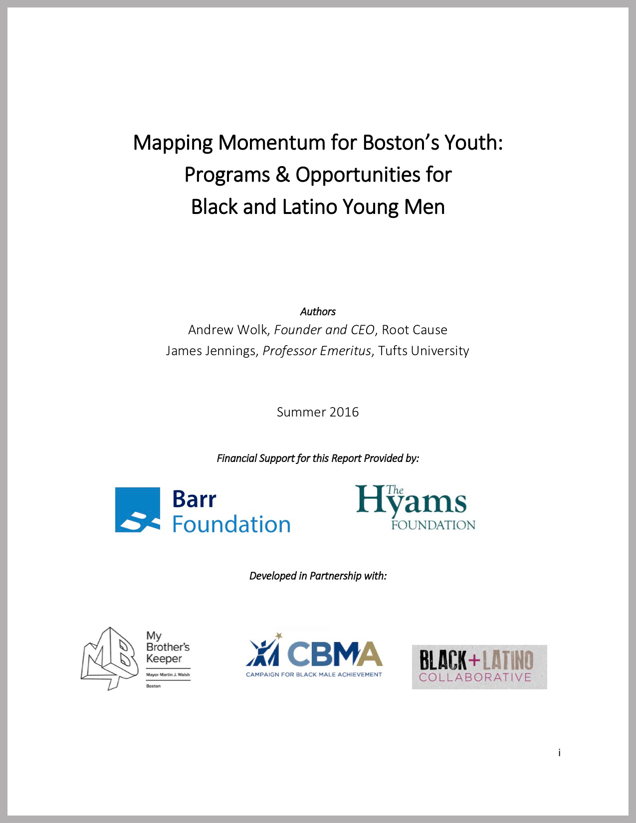Mapping Momentum for Boston’s Youth: Programs & Opportunities for Black and Latino Young Men